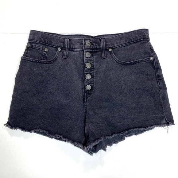 MADEWELL High-Rise Denim Boy-shorts in Button-Through Edition Lunar Black #G5167 - Picture 5 of 8